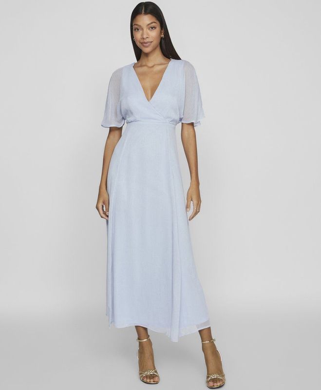 VILA - RILLA - Jurk - Lichtblauw - 7/8 Lengte - V-hals