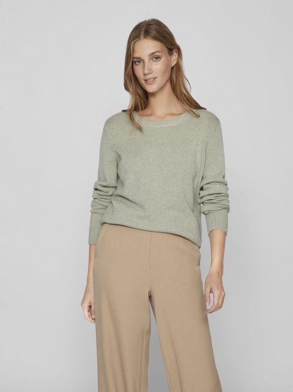 Vila - Ril - Gebreide Top - Lichtgrijs - 50% Viscose, 27% Nylon, 23% Polyester