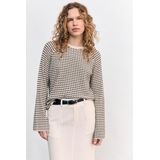 Object Trui Objester Knit Pattern Top Noos 23044196 Sandshell/black Dames