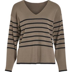 Vila Trui Viostria V-neck Rev Top-noos 14094190 Fossil/black Beauty Dames