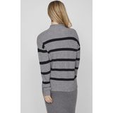 Vila Trui Viril Mockneck Knit Rib Top 2- 14091615 Medium Grey Mel/ Black Dames