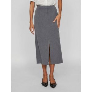 Vila - Midi-Rok - Grijs - 66% Polyester 28% Viscose 6% Elastaan
