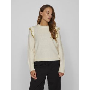 Vila Trui Vinanzy O-neck Flounce Knit Top 14100771 Birch/gold Glit Dames