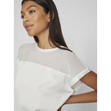 Vila - VIELLETTE O-NECK S/S MESH TOP - T-shirt - Snow white - Regular fit