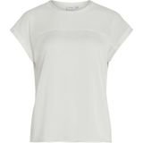 Vila - VIELLETTE O-NECK S/S MESH TOP - T-shirt - Snow white - Regular fit