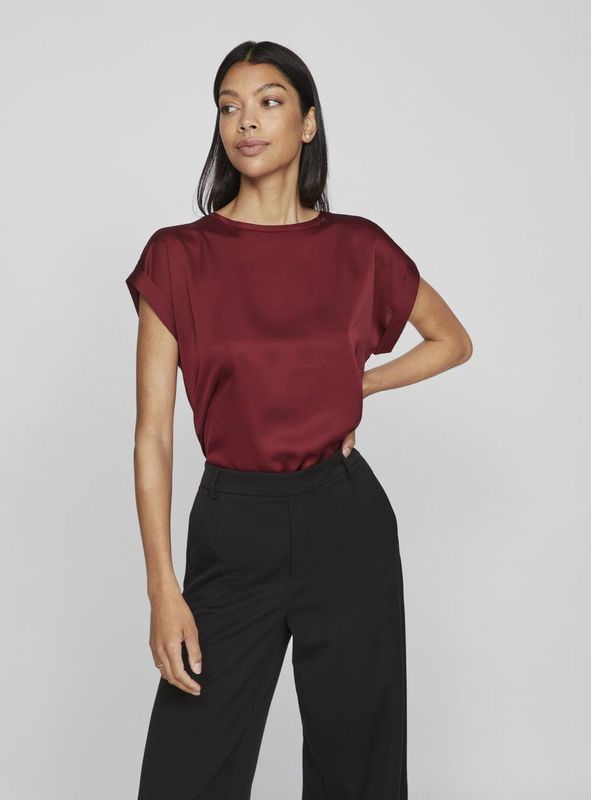 Vila - Viellette s s Satin Top - Noos - Dames - Blouses