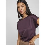 Vila T-shirt Viellette S s Satin Top - Noos 14059563 Plum Perfect Dames