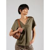 Vila T-shirt Viellette V-neck S s Satin Top - No 14089239 Dusty Olive Dames