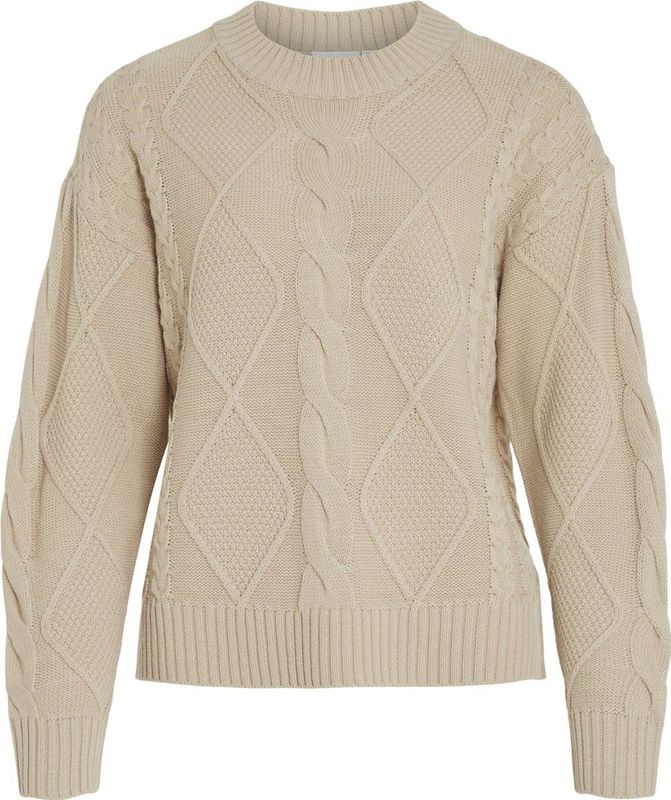 Vila Trui Vilou O-neck Cable Knit Top - N 14094182 Feather Grey Dames