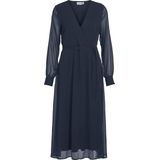 Vila - Falia - Midi-jurk - V-hals - Lange Mouwen - 100% Gerecycled Polyester