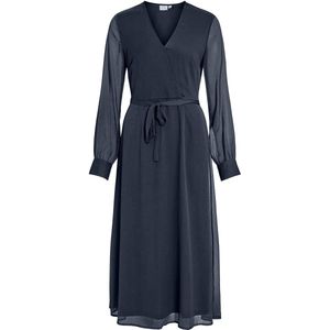 Vila - Falia - Jurk - V-hals - Lange Mouwen - Midi-lengte - 100% Gerecycled Polyester