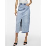 VILA Vijaf Hw Midi Denim Skirt-noos Jeansrok voor dames, Lichtblauw jeans, 34