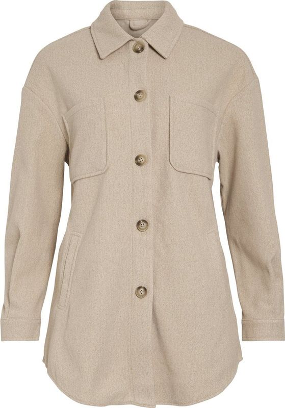 Vila - Kimmi - Overshirt - Jas - Ronde Hals - Lange Mouwen - Knoopsluiting