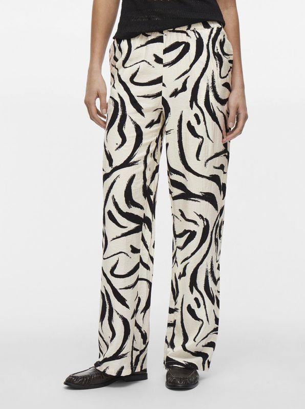 Vila - Viclo Hw Loose Pants - Birch/Marble - 80% Viscose Lenzing Ecovero