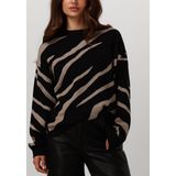 Object Objray Lo Knit Pullover Aop Truien & vesten Dames - Sweater - Hoodie - Vest- Zwart