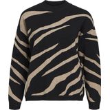 Object Objray Lo Knit Pullover Aop Truien & vesten Dames - Sweater - Hoodie - Vest- Zwart