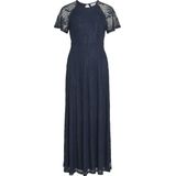 Vila - Femma - Bruidsmeisjesjurk - Korte Mouwen - Ronde Hals - Knoopdetail - Zwart