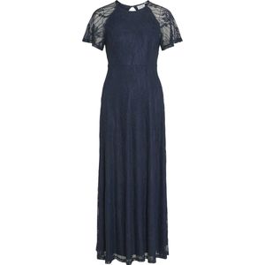 Vila - Femma - Bruidsmeisjesjurk - Korte Mouwen - Ronde Hals - Knoopdetail - Zwart