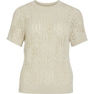 Vila - T-shirt - Birch - 100% Katoen - Ajour Patroon