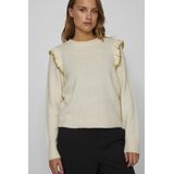 Vila Trui Vinanzy O-neck Flounce Knit Top 14100771 Birch/gold Glit Dames