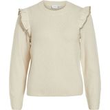Vila Trui Vinanzy O-neck Flounce Knit Top 14100771 Birch/gold Glit Dames