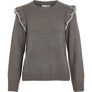 Vila Trui Vinanzy O-neck Flounce Knit Top 14100771 Medium Grey/silver Dames