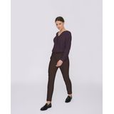 VILA - VIVARONE - Bandplooibroek - Donkerbruin - Tapered - High Waist - 7/8 Lengte