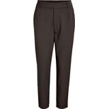 VILA - VIVARONE - Bandplooibroek - Donkerbruin - Tapered - High Waist - 7/8 Lengte