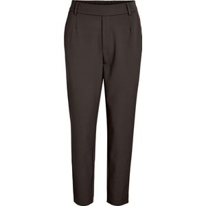 VILA - VIVARONE - Bandplooibroek - Donkerbruin - Tapered - High Waist - 7/8 Lengte