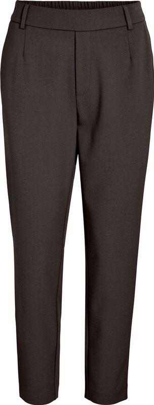 VILA - VIVARONE - Bandplooibroek - Donkerbruin - Tapered - High Waist - 7/8 Lengte