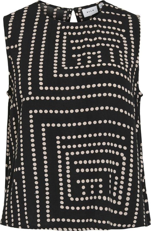 VILA - VIFRELLI KLIO S/L SHORT TOP - Zwart - Mouwloos - Ronde Hals
