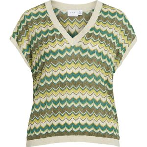 VILA Viember New V-hals S/S Glitter Knit Top Viember Top S/S pailletten V-hals dames (1 stuk), Capulet Olive, XS
