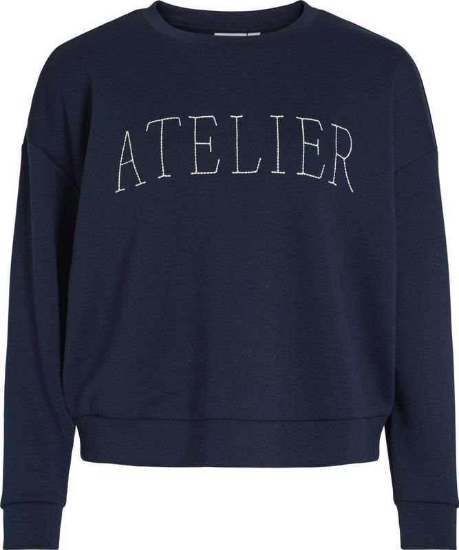 Vila Visiffi Atelier O-Neck L/S Top/Pb, navy blazer, XS