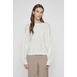 Vila - VIRIL L/S O-NECK POINTELLE KNIT TOP - Wit - Breisel