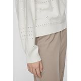 Vila - VIRIL L/S O-NECK POINTELLE KNIT TOP - Wit - Breisel