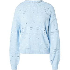 Vila - Viril ls O-neck Pointelle Knit Top - Lichtblauw - V-hals - Duurzaam Materiaal