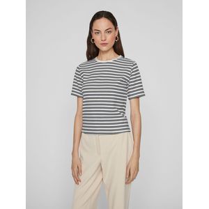 VILA - Visola - Top - Donkerblauw - Korte Mouwen - Gebreid