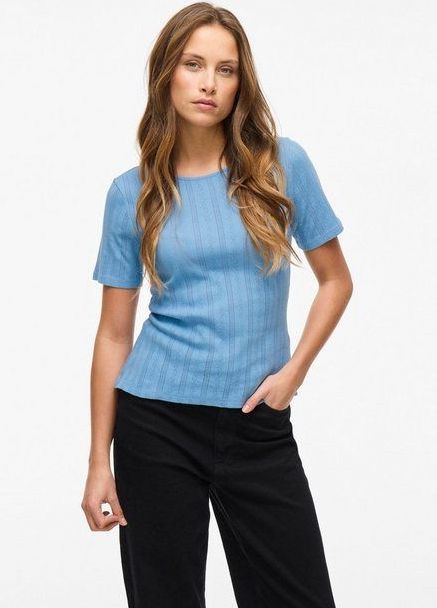 Vikassie S/S Pointelle Top - Noos, Blissful Blue, S