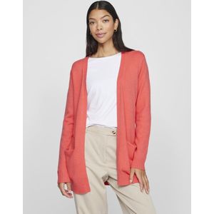 Vila - Koraal Rode Cardigan - Gebreid - Viscose/Polyester/Nylon