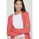 Vila - Koraal Rode Cardigan - Gebreid - Viscose/Polyester/Nylon