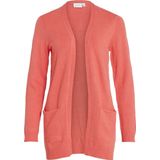 Vila - Koraal Rode Cardigan - Gebreid - Viscose/Polyester/Nylon
