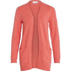 Vila - Koraal Rode Cardigan - Gebreid - Viscose/Polyester/Nylon