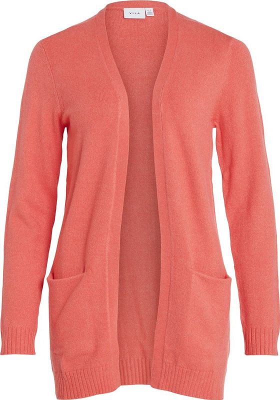 Vila - Koraal Rode Cardigan - Gebreid - Viscose/Polyester/Nylon