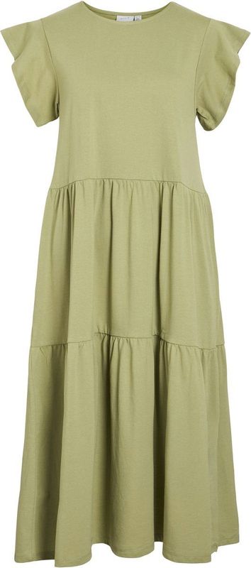 Vila - Summer Midi-jurk - Katoen - Met Korte Mouwen