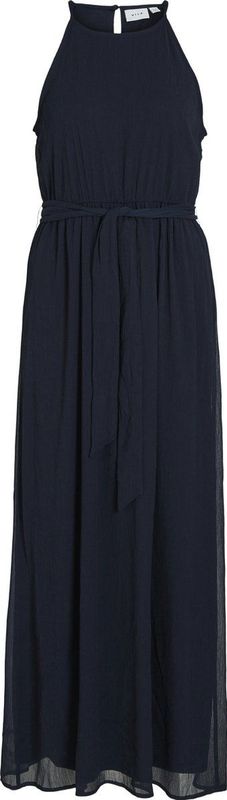 VILA - Vifalia Lange Jurk - Marineblauw - 1 Stuk - Met Riem