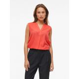 Blouseshirt - Effen - Viscose - V-hals - Mouwloos - Tuniek Kraag