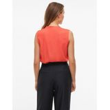 Blouseshirt - Effen - Viscose - V-hals - Mouwloos - Tuniek Kraag