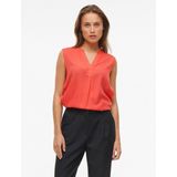 Blouseshirt - Effen - Viscose - V-hals - Mouwloos - Tuniek Kraag