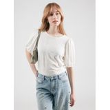 VILA - Blouse - Wit - Blouseshirt - Gevoerde Zoom/Rand - Pofmouwen