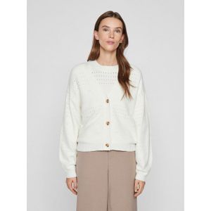 VILA - Viril - Cardigan - Witte Alyssum - Gebreid - V-hals - L/S